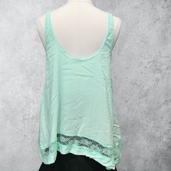 Intimately Free People Top Women's Small Oversized Aqua Blue Tank with Lace Ins - Picture 3 of 10